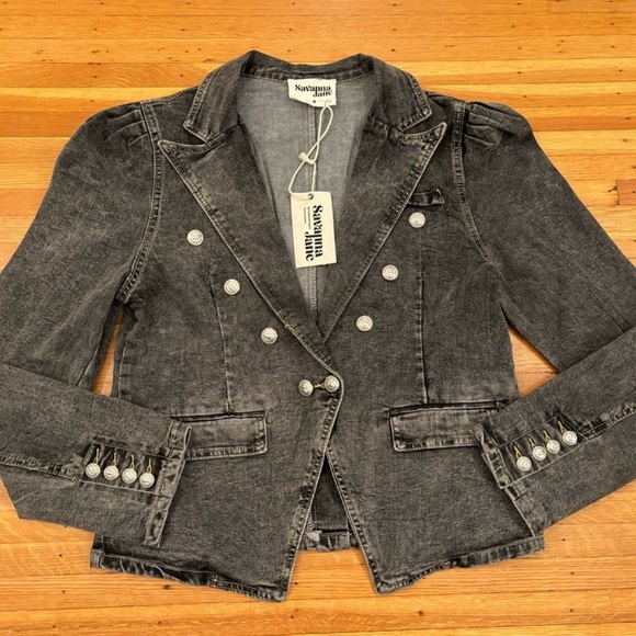 Savanna Jane Gray Gadet Style Jacket Med NWT - Picture 2 of 4
